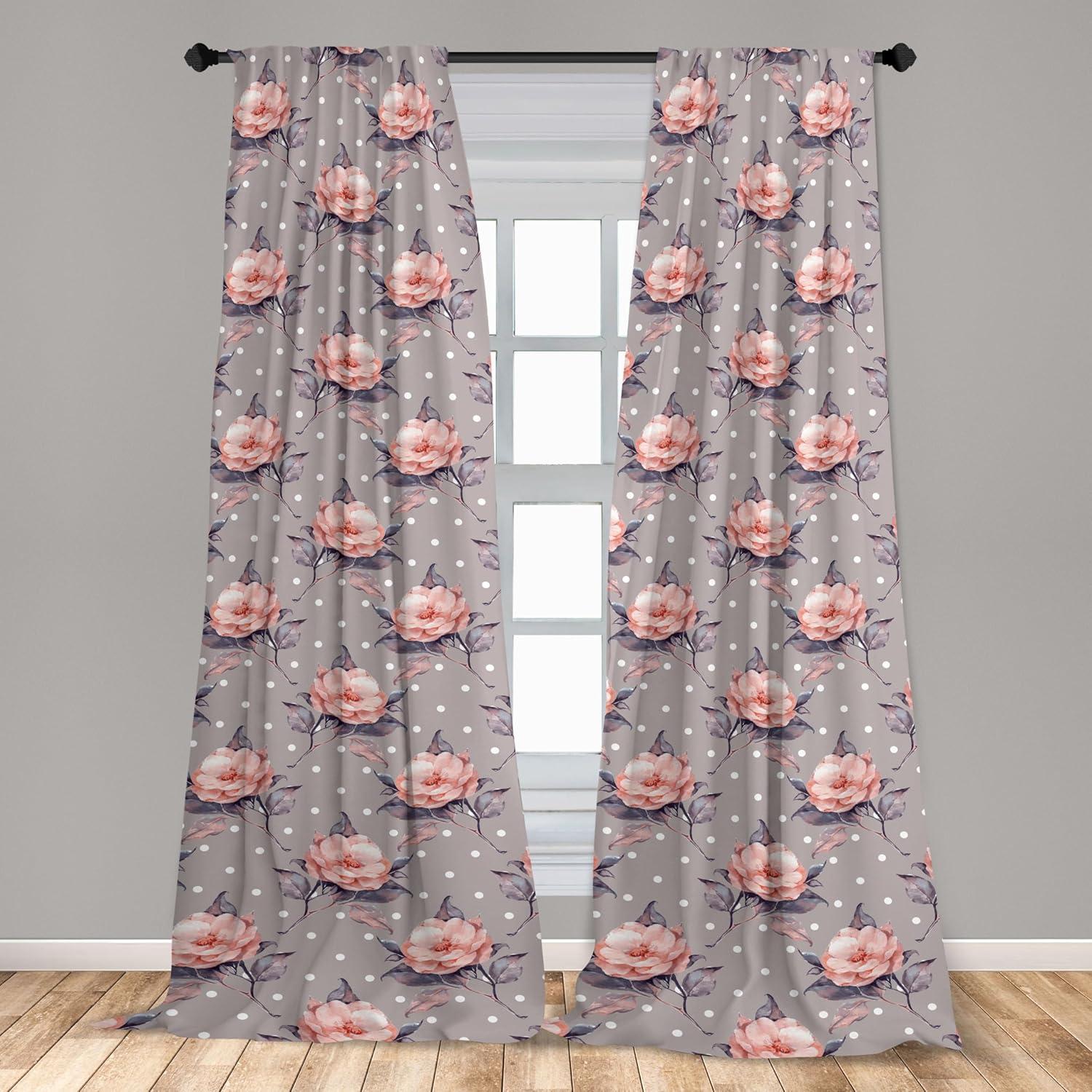 imageAmbesonne Pink Roses Curtains Romantic Spring Garden Blooming Flowers Nature Art Valentine Blossom Window Treatments 2 Panel Set for Living Room Bedroom Pair of 28 x 84 Magenta Blush KhakiTaupe Grey Coral Blush
