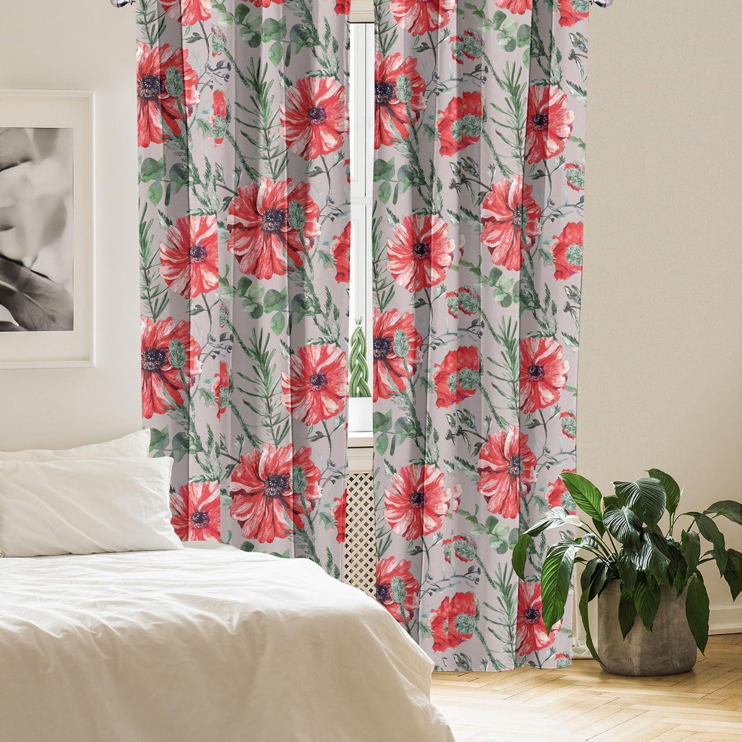 imageAmbesonne Pink Roses Curtains Romantic Spring Garden Blooming Flowers Nature Art Valentine Blossom Window Treatments 2 Panel Set for Living Room Bedroom Pair of 28 x 84 Magenta Blush KhakiDark Coral Peacock Green