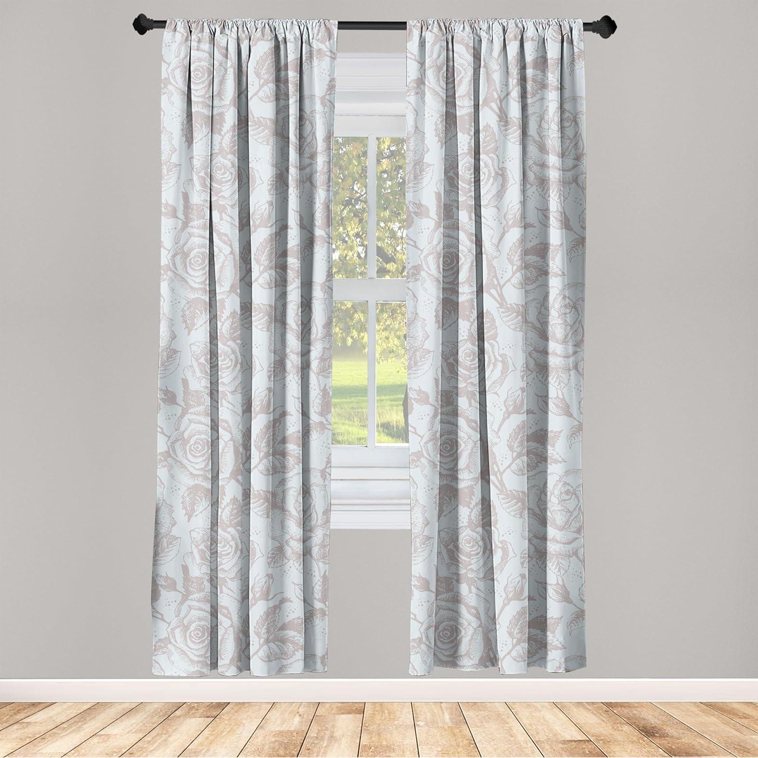 imageAmbesonne Pink Roses Curtains Romantic Spring Garden Blooming Flowers Nature Art Valentine Blossom Window Treatments 2 Panel Set for Living Room Bedroom Pair of 28 x 84 Magenta Blush KhakiPale Mustard Pale Seafoam