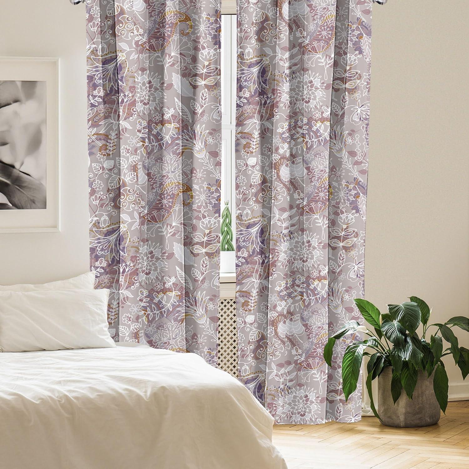 imageAmbesonne Pink Roses Curtains Romantic Spring Garden Blooming Flowers Nature Art Valentine Blossom Window Treatments 2 Panel Set for Living Room Bedroom Pair of 28 x 84 Magenta Blush KhakiPale Ruby Pale Sepia