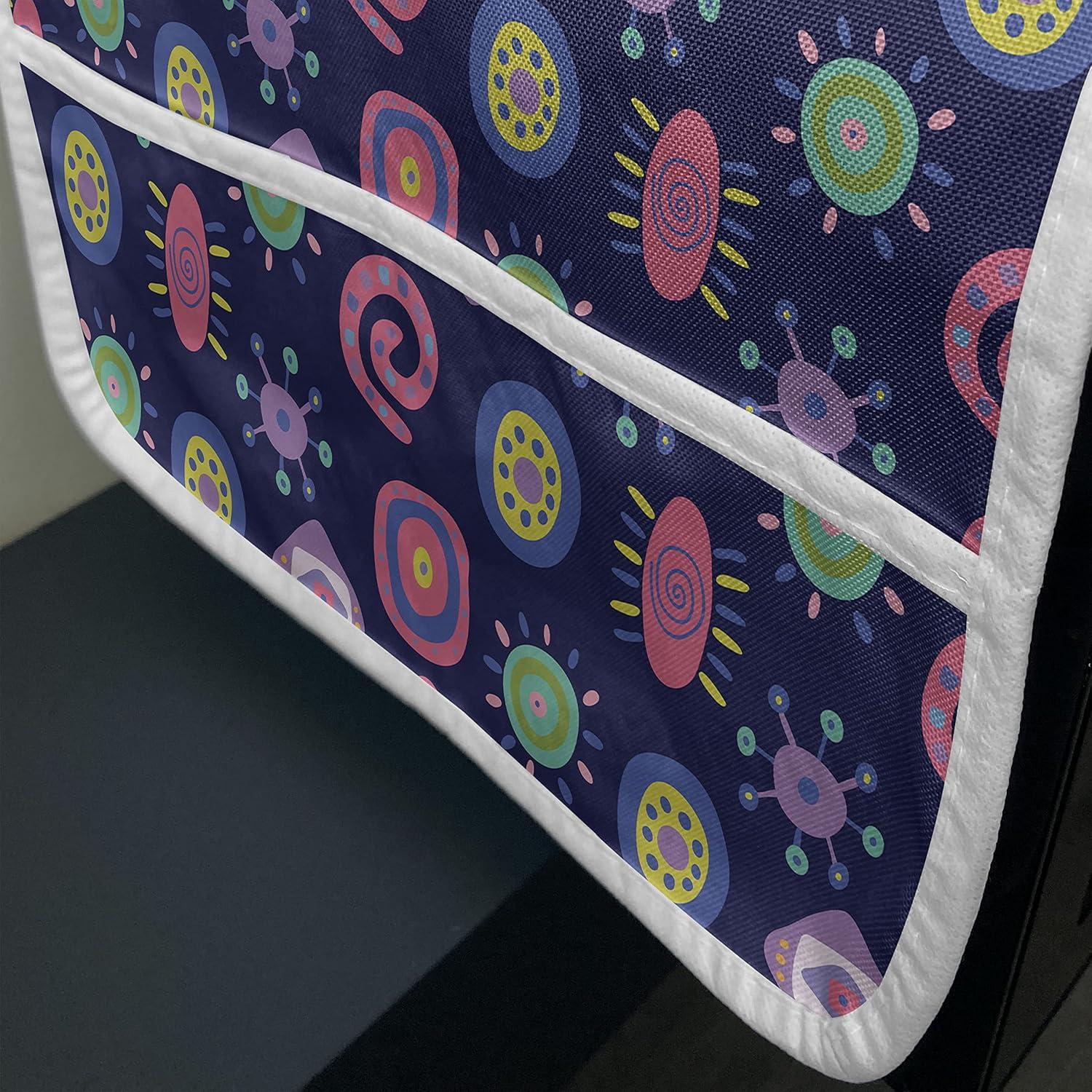 imageAmbesonne Romantic Microwave Oven Cover Valentines Day Themed Layout Petite Girly Heart Mothers Day Love Inspired Water Resistant Organizer with Pockets for Kitchen 36 x 12 Pink and WhiteIndigo and Multicolor