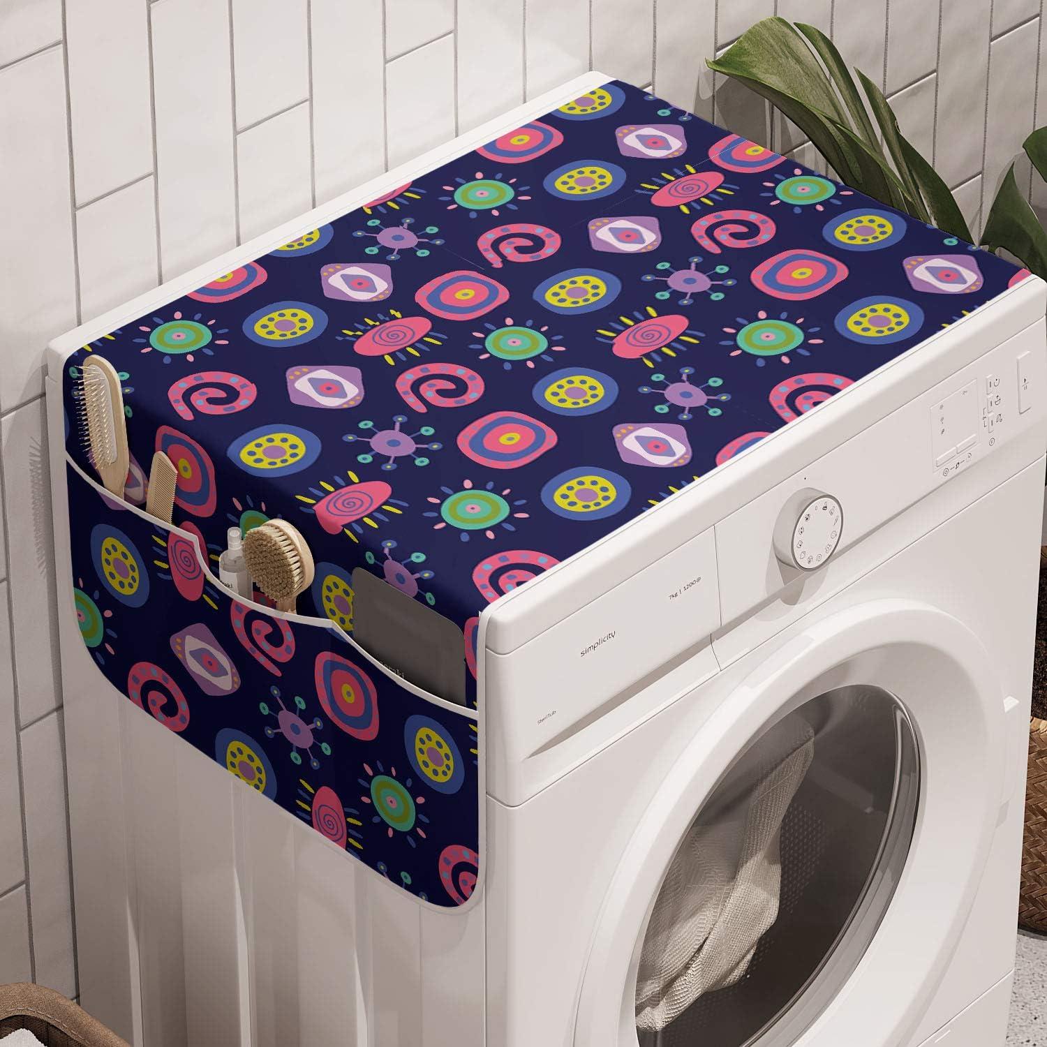 imageAmbesonne Romantic Microwave Oven Cover Valentines Day Themed Layout Petite Girly Heart Mothers Day Love Inspired Water Resistant Organizer with Pockets for Kitchen 36 x 12 Pink and WhiteIndigo and Multicolor