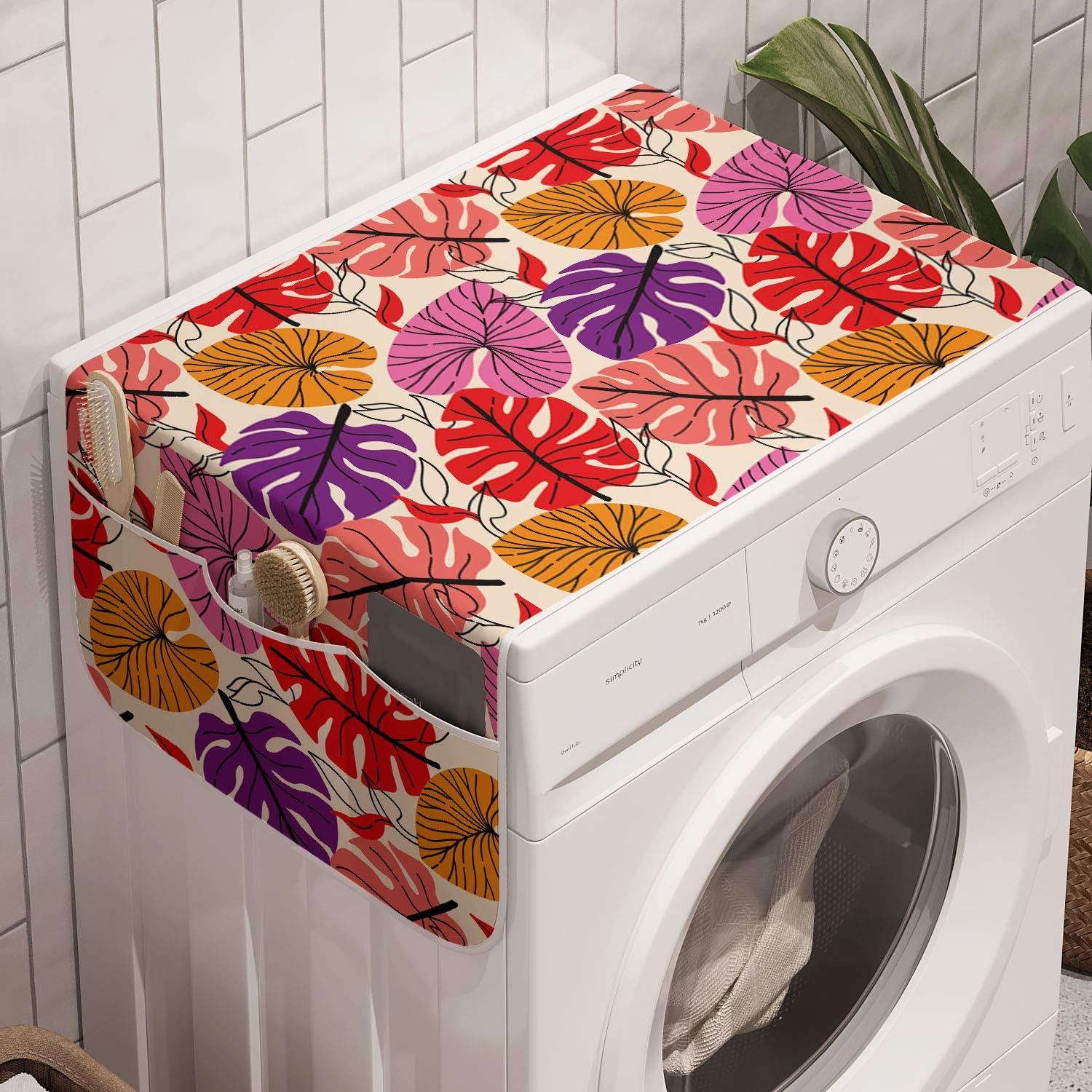 imageAmbesonne Romantic Microwave Oven Cover Valentines Day Themed Layout Petite Girly Heart Mothers Day Love Inspired Water Resistant Organizer with Pockets for Kitchen 36 x 12 Pink and WhiteIvory Multicolor