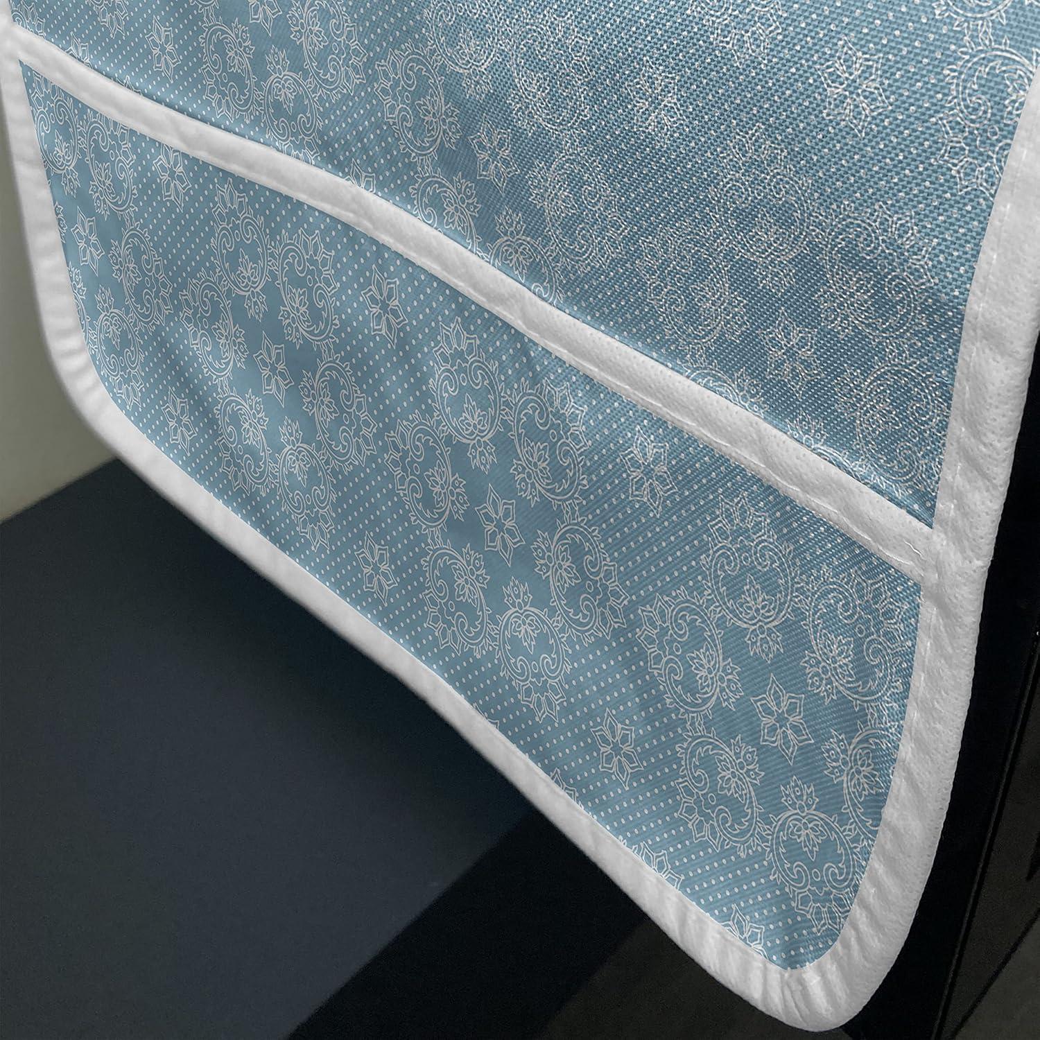 imageAmbesonne Romantic Microwave Oven Cover Valentines Day Themed Layout Petite Girly Heart Mothers Day Love Inspired Water Resistant Organizer with Pockets for Kitchen 36 x 12 Pink and WhitePale Blue and White