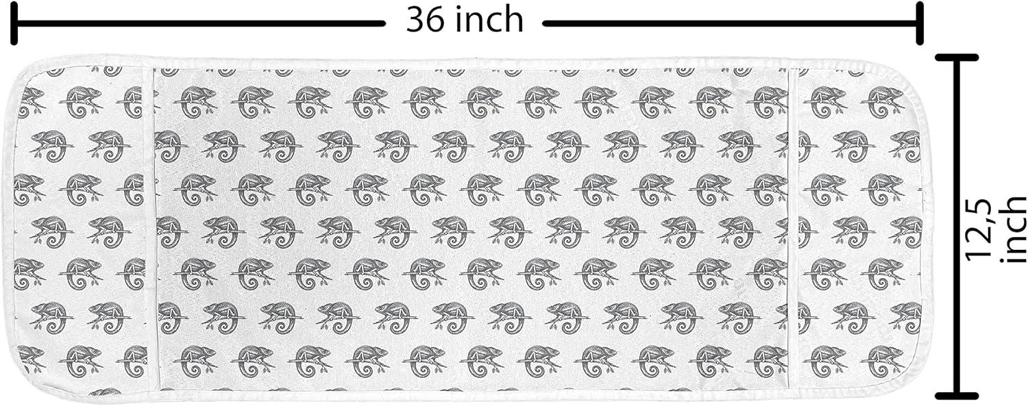 imageAmbesonne Romantic Microwave Oven Cover Valentines Day Themed Layout Petite Girly Heart Mothers Day Love Inspired Water Resistant Organizer with Pockets for Kitchen 36 x 12 Pink and WhiteDark Grey and White