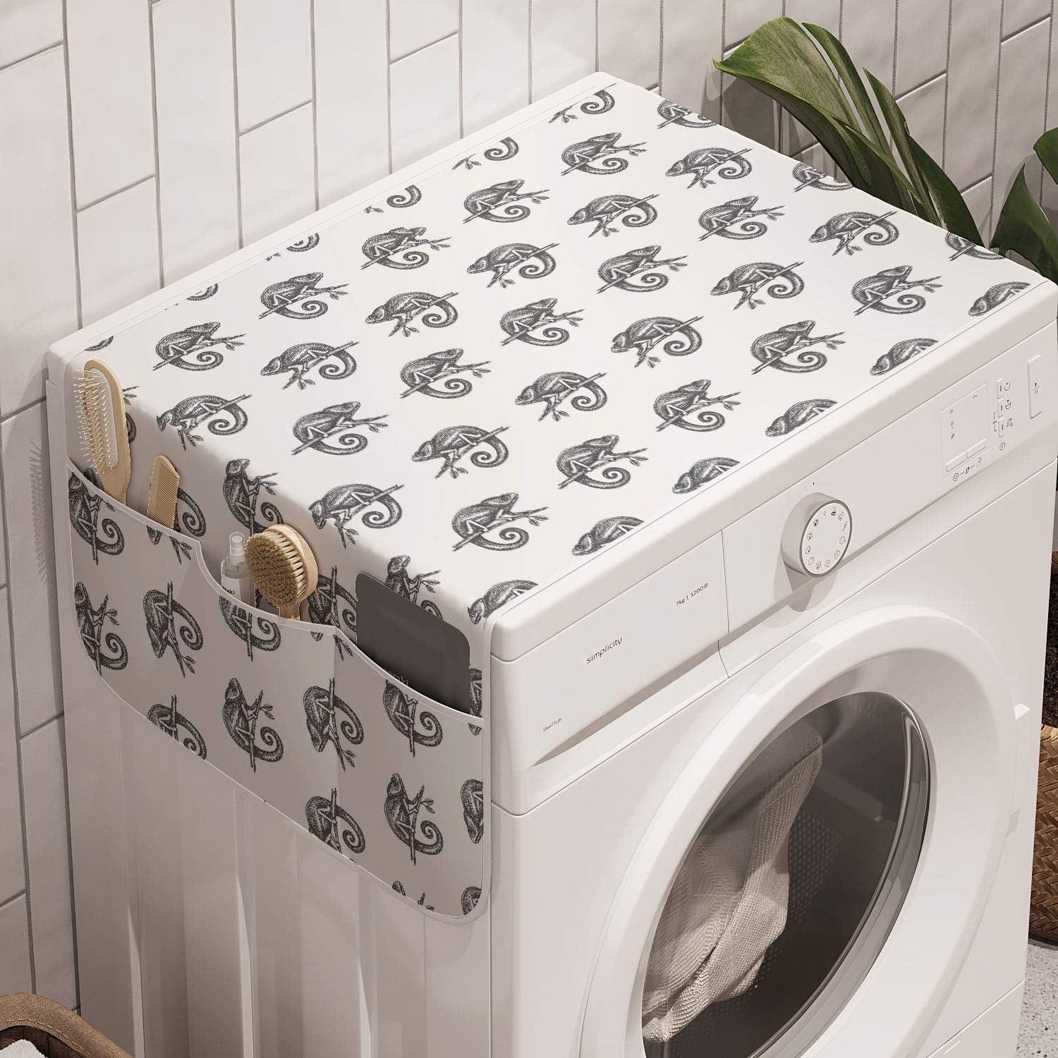 imageAmbesonne Romantic Microwave Oven Cover Valentines Day Themed Layout Petite Girly Heart Mothers Day Love Inspired Water Resistant Organizer with Pockets for Kitchen 36 x 12 Pink and WhiteDark Grey and White