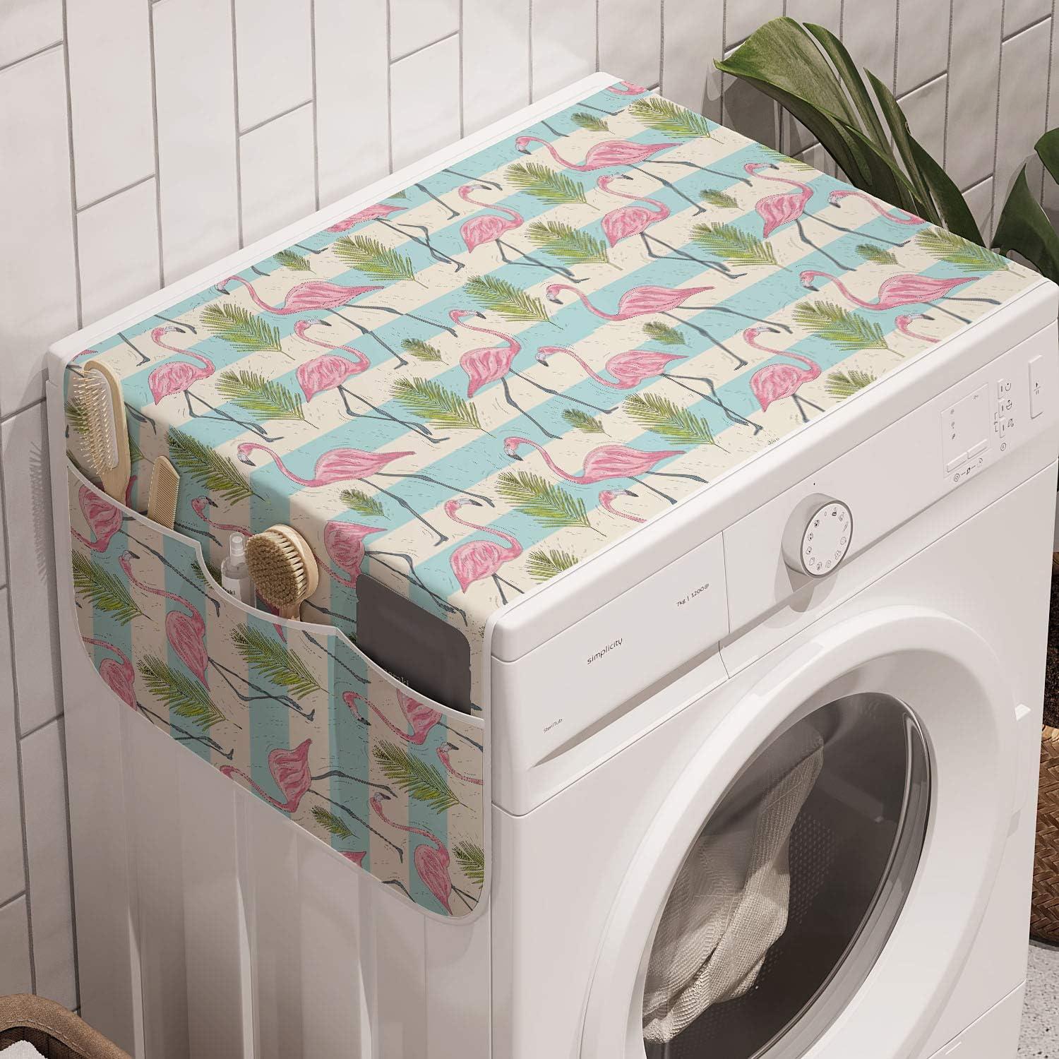 imageAmbesonne Romantic Microwave Oven Cover Valentines Day Themed Layout Petite Girly Heart Mothers Day Love Inspired Water Resistant Organizer with Pockets for Kitchen 36 x 12 Pink and WhitePale Blue and Multicolor