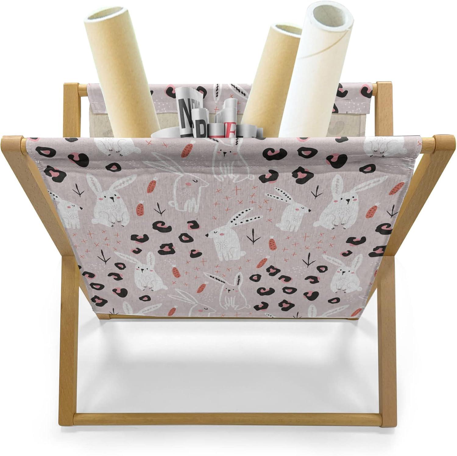 imageAmbesonne Valentines Day Magazine and Book Holder Illustration of Monochrome Triangles Forming Romantic Hearts Decorative Floor Rack Organizer for Living Room 22x19 Dark Pink and Pale PinkSalmon White and Rose