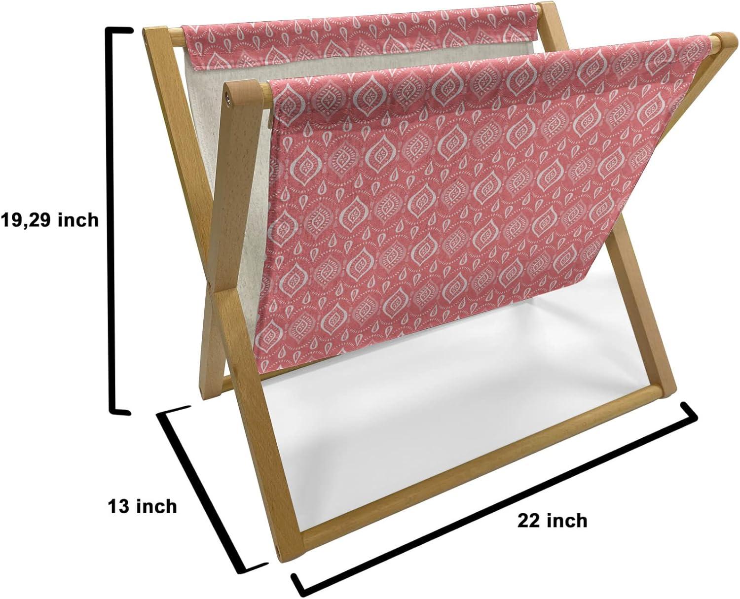 imageAmbesonne Valentines Day Magazine and Book Holder Illustration of Monochrome Triangles Forming Romantic Hearts Decorative Floor Rack Organizer for Living Room 22x19 Dark Pink and Pale PinkSalmon and White