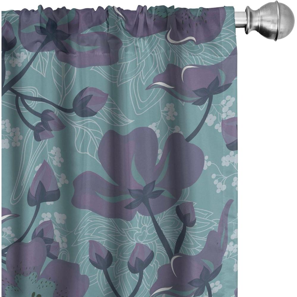 imageAmbesonne Leafy Design Curtains Darkened Jungle Inspirations Colorful Jumble Leaves Pattern Neutral Window Treatments 2 Panel Set for Living Room Bedroom Pair of 28 x 95 Seafoam Dark LavenderSeafoam Mauve Off White