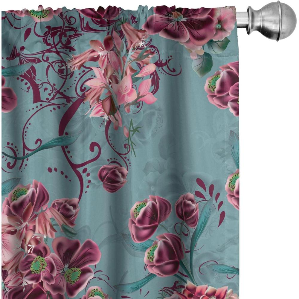 imageAmbesonne Leafy Design Curtains Darkened Jungle Inspirations Colorful Jumble Leaves Pattern Neutral Window Treatments 2 Panel Set for Living Room Bedroom Pair of 28 x 95 Seafoam Dark LavenderOlive Green Dark Coral