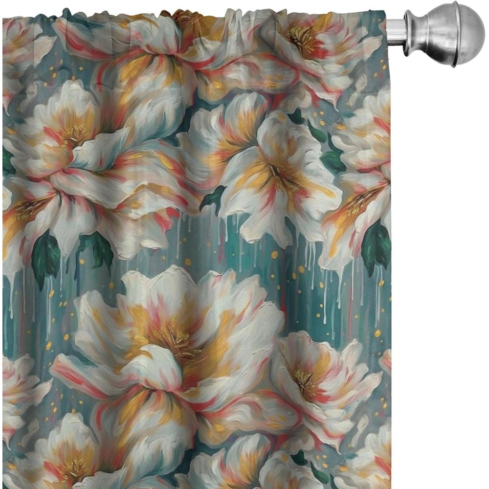 imageAmbesonne Leafy Design Curtains Darkened Jungle Inspirations Colorful Jumble Leaves Pattern Neutral Window Treatments 2 Panel Set for Living Room Bedroom Pair of 28 x 95 Seafoam Dark LavenderPale Cinnamon and Petrol Blue