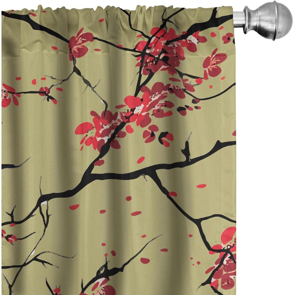 imageAmbesonne Leafy Design Curtains Darkened Jungle Inspirations Colorful Jumble Leaves Pattern Neutral Window Treatments 2 Panel Set for Living Room Bedroom Pair of 28 x 95 Seafoam Dark LavenderGreen Vermilion