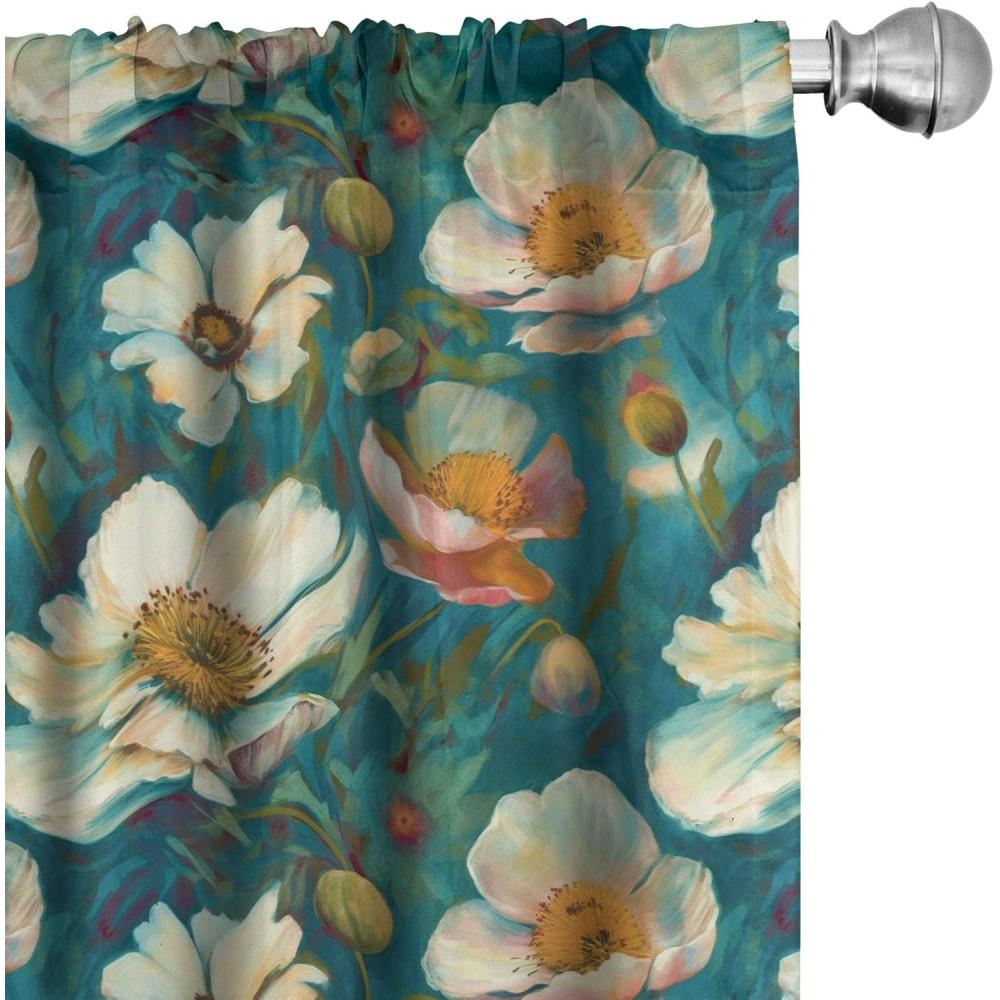 imageAmbesonne Leafy Design Curtains Darkened Jungle Inspirations Colorful Jumble Leaves Pattern Neutral Window Treatments 2 Panel Set for Living Room Bedroom Pair of 28 x 95 Seafoam Dark LavenderTeal Apricot Pale Green