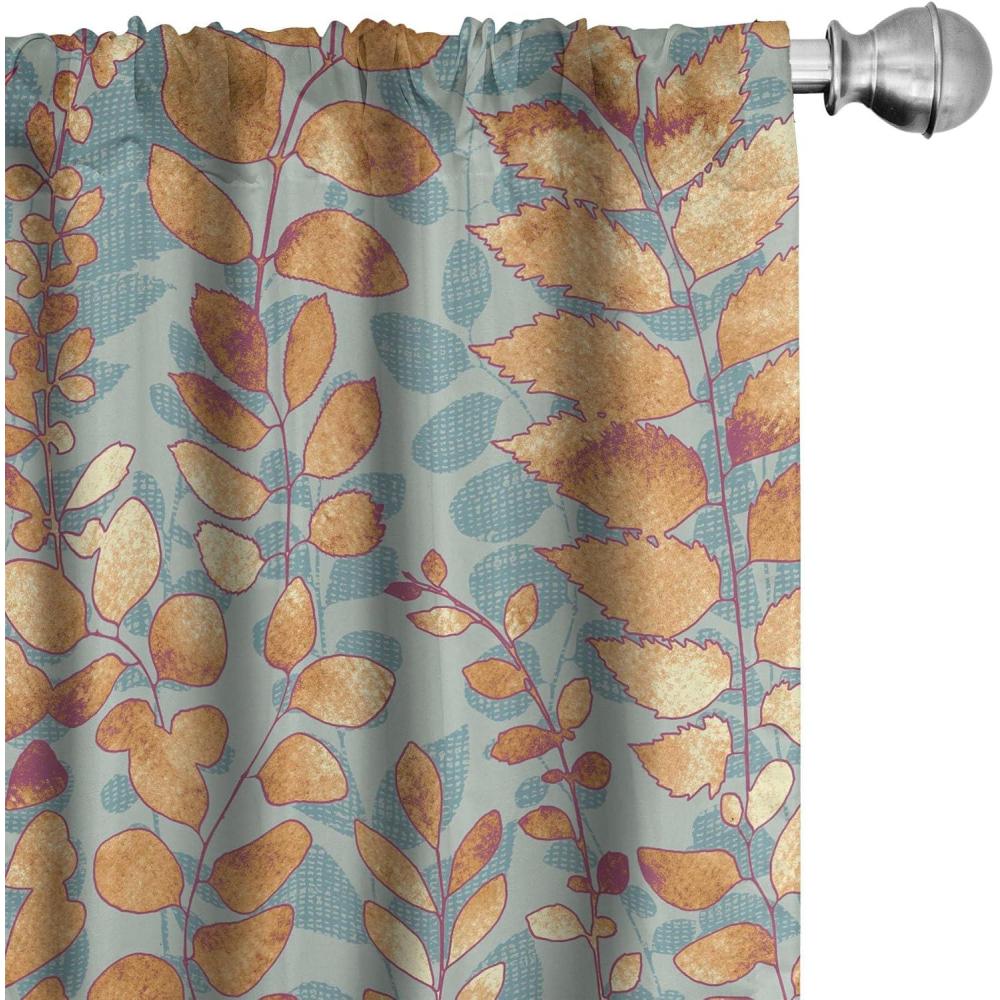 imageAmbesonne Leafy Design Curtains Darkened Jungle Inspirations Colorful Jumble Leaves Pattern Neutral Window Treatments 2 Panel Set for Living Room Bedroom Pair of 28 x 95 Seafoam Dark LavenderPale Orange and Earth Yellow