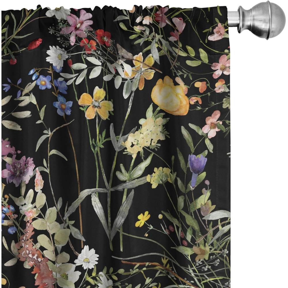 imageAmbesonne Leafy Design Curtains Darkened Jungle Inspirations Colorful Jumble Leaves Pattern Neutral Window Treatments 2 Panel Set for Living Room Bedroom Pair of 28 x 95 Seafoam Dark LavenderMulticolor Charcoal Grey