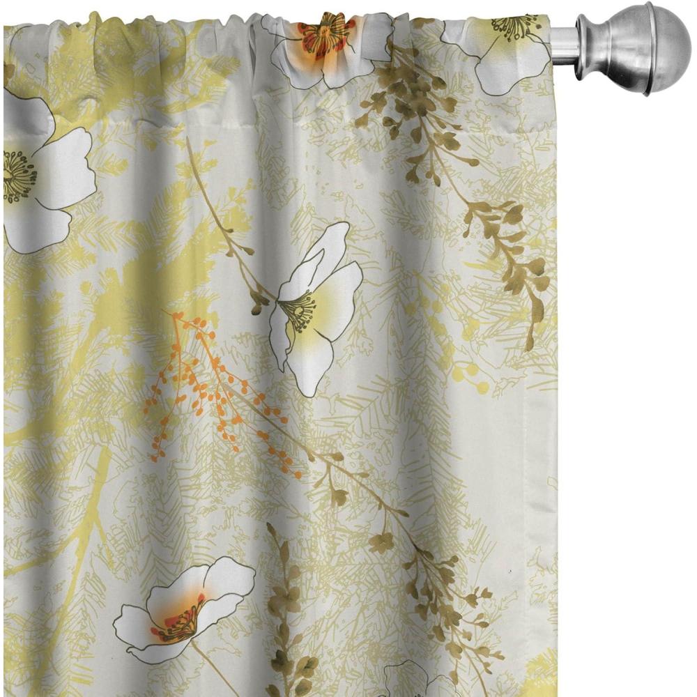 imageAmbesonne Leafy Design Curtains Darkened Jungle Inspirations Colorful Jumble Leaves Pattern Neutral Window Treatments 2 Panel Set for Living Room Bedroom Pair of 28 x 95 Seafoam Dark LavenderMustard Vermilion and Orange