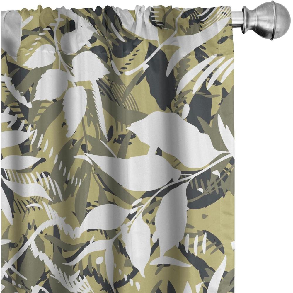 imageAmbesonne Leafy Design Curtains Darkened Jungle Inspirations Colorful Jumble Leaves Pattern Neutral Window Treatments 2 Panel Set for Living Room Bedroom Pair of 28 x 95 Seafoam Dark LavenderWhite Pale Olive Green