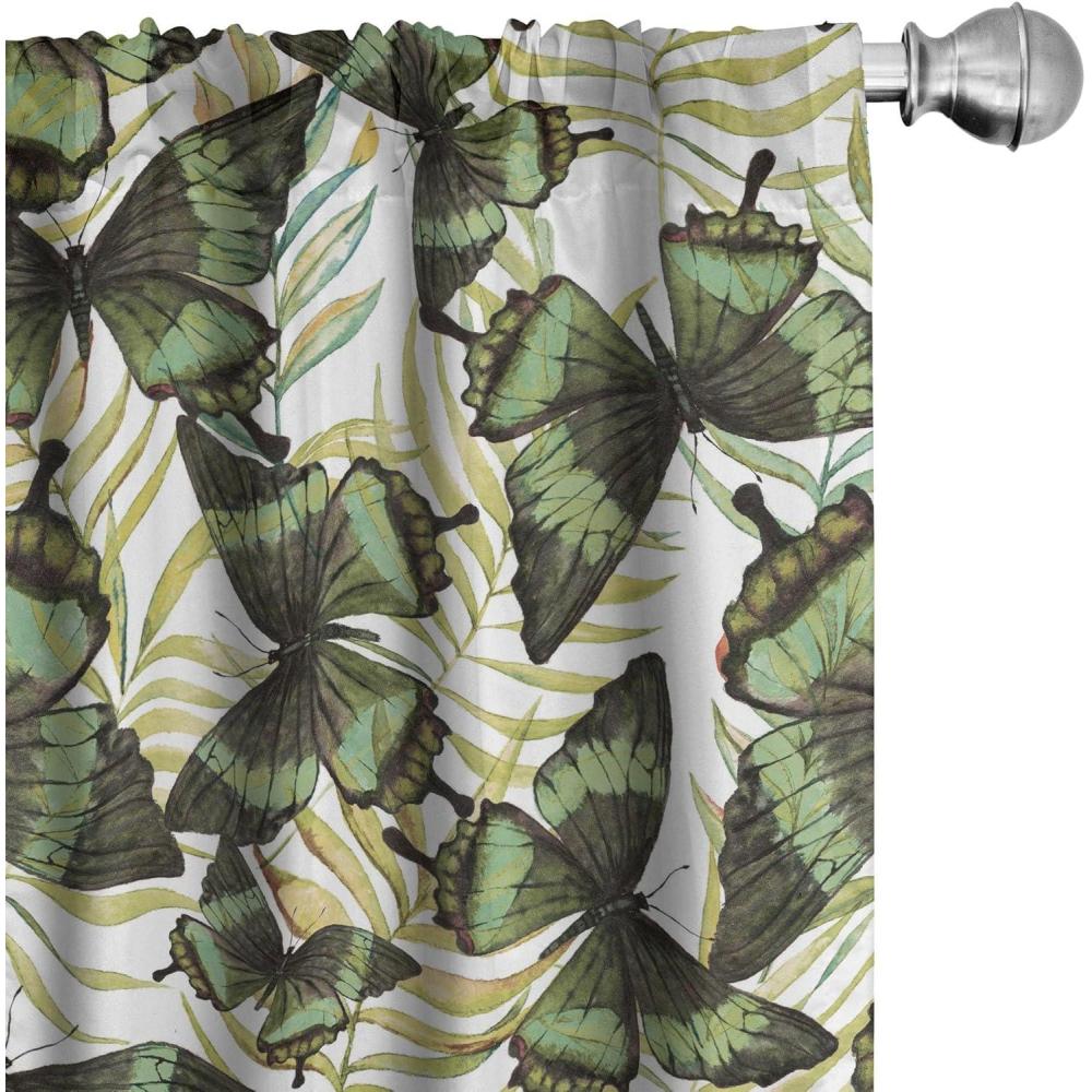 imageAmbesonne Leafy Design Curtains Darkened Jungle Inspirations Colorful Jumble Leaves Pattern Neutral Window Treatments 2 Panel Set for Living Room Bedroom Pair of 28 x 95 Seafoam Dark LavenderWhite Pistachio Green