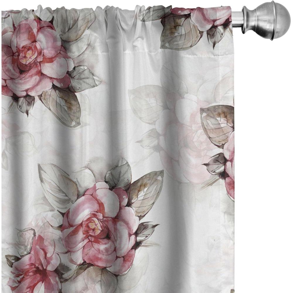 imageAmbesonne Pink Roses Curtains Romantic Spring Garden Blooming Flowers Nature Art Valentine Blossom Window Treatments 2 Panel Set for Living Room Bedroom Pair of  28 x 84 Magenta Blush KhakiPale Maroon Pale Sepia
