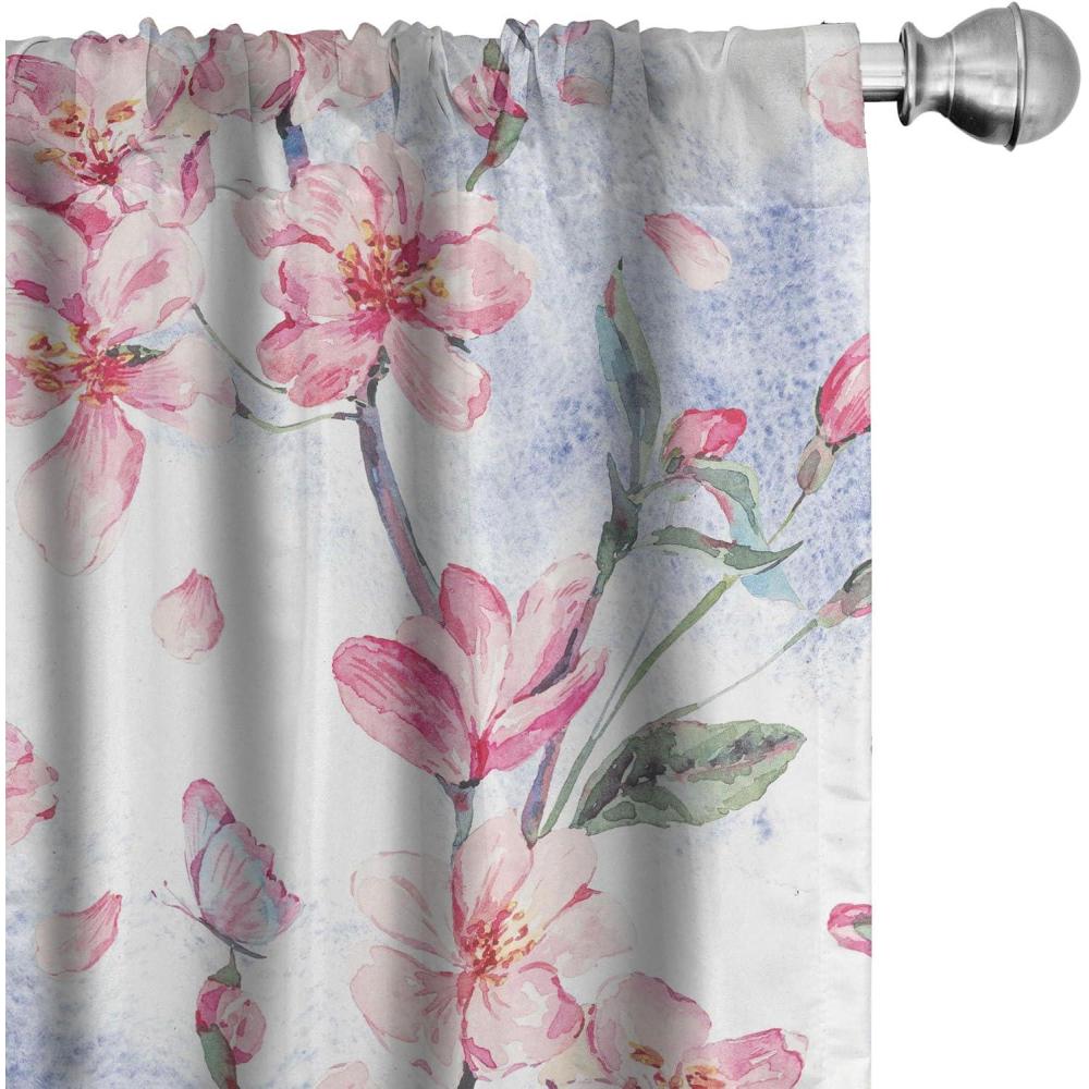 imageAmbesonne Pink Roses Curtains Romantic Spring Garden Blooming Flowers Nature Art Valentine Blossom Window Treatments 2 Panel Set for Living Room Bedroom Pair of  28 x 84 Magenta Blush KhakiPale Pink and Reseda Green