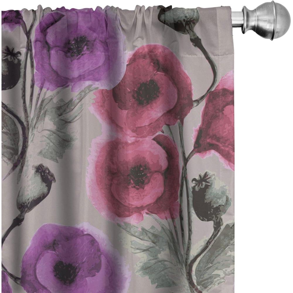 imageAmbesonne Pink Roses Curtains Romantic Spring Garden Blooming Flowers Nature Art Valentine Blossom Window Treatments 2 Panel Set for Living Room Bedroom Pair of 28 x 84 Magenta Blush KhakiViolet Pale Sage Green