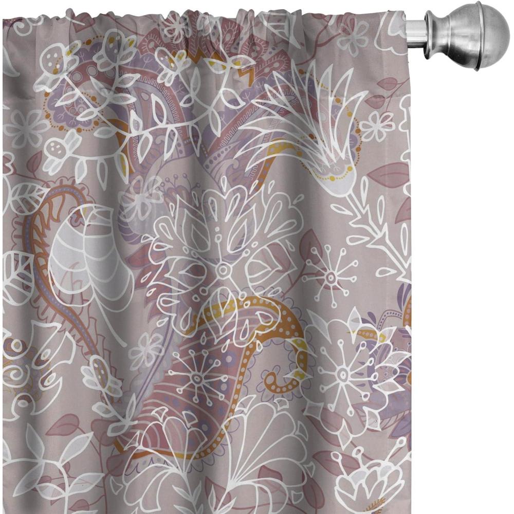 imageAmbesonne Pink Roses Curtains Romantic Spring Garden Blooming Flowers Nature Art Valentine Blossom Window Treatments 2 Panel Set for Living Room Bedroom Pair of 28 x 84 Magenta Blush KhakiPale Ruby Pale Sepia