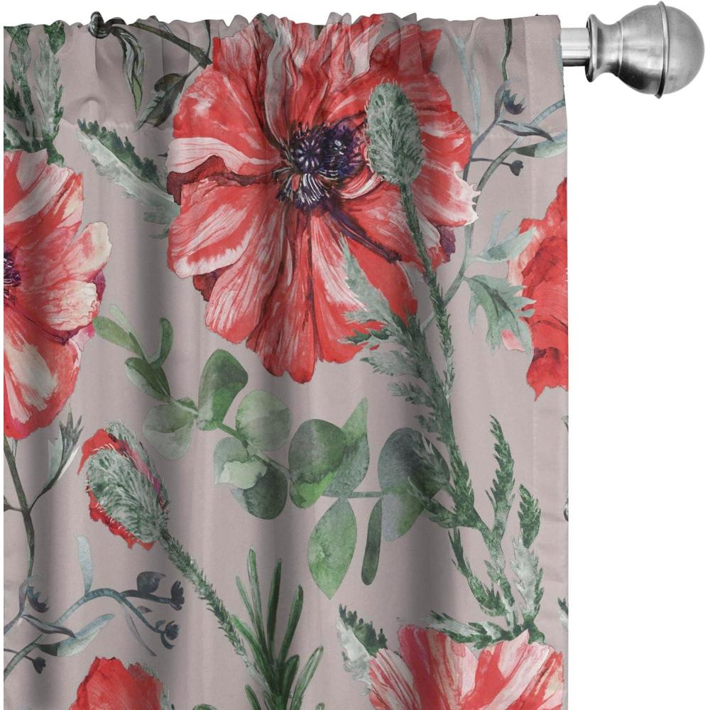 imageAmbesonne Pink Roses Curtains Romantic Spring Garden Blooming Flowers Nature Art Valentine Blossom Window Treatments 2 Panel Set for Living Room Bedroom Pair of  28 x 84 Magenta Blush KhakiDark Coral Peacock Green