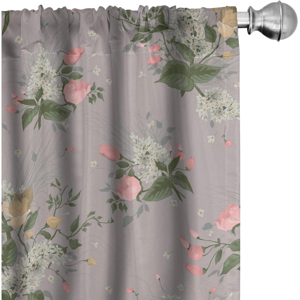 imageAmbesonne Pink Roses Curtains Romantic Spring Garden Blooming Flowers Nature Art Valentine Blossom Window Treatments 2 Panel Set for Living Room Bedroom Pair of 28 x 84 Magenta Blush KhakiPale Pink Jade Green Dust