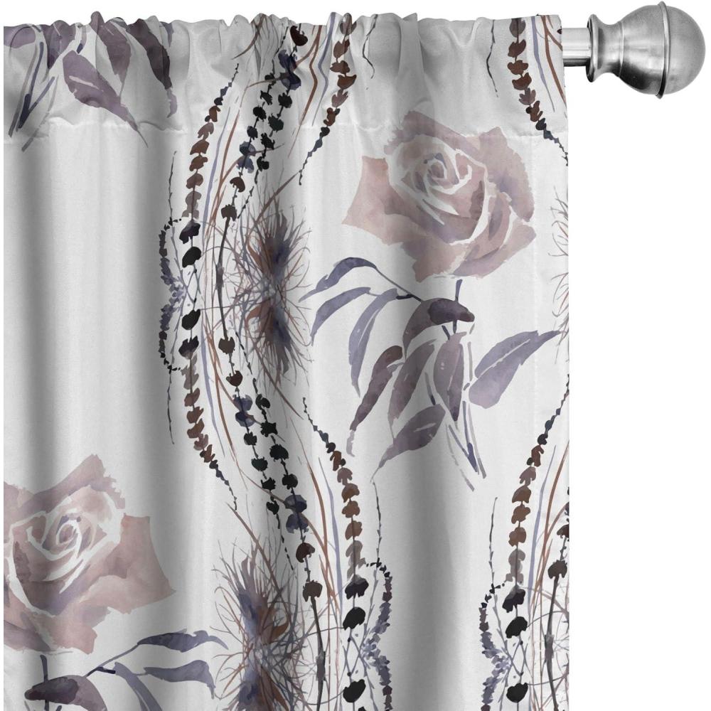 imageAmbesonne Pink Roses Curtains Romantic Spring Garden Blooming Flowers Nature Art Valentine Blossom Window Treatments 2 Panel Set for Living Room Bedroom Pair of 28 x 84 Magenta Blush KhakiPurpleblue and Warm Taupe
