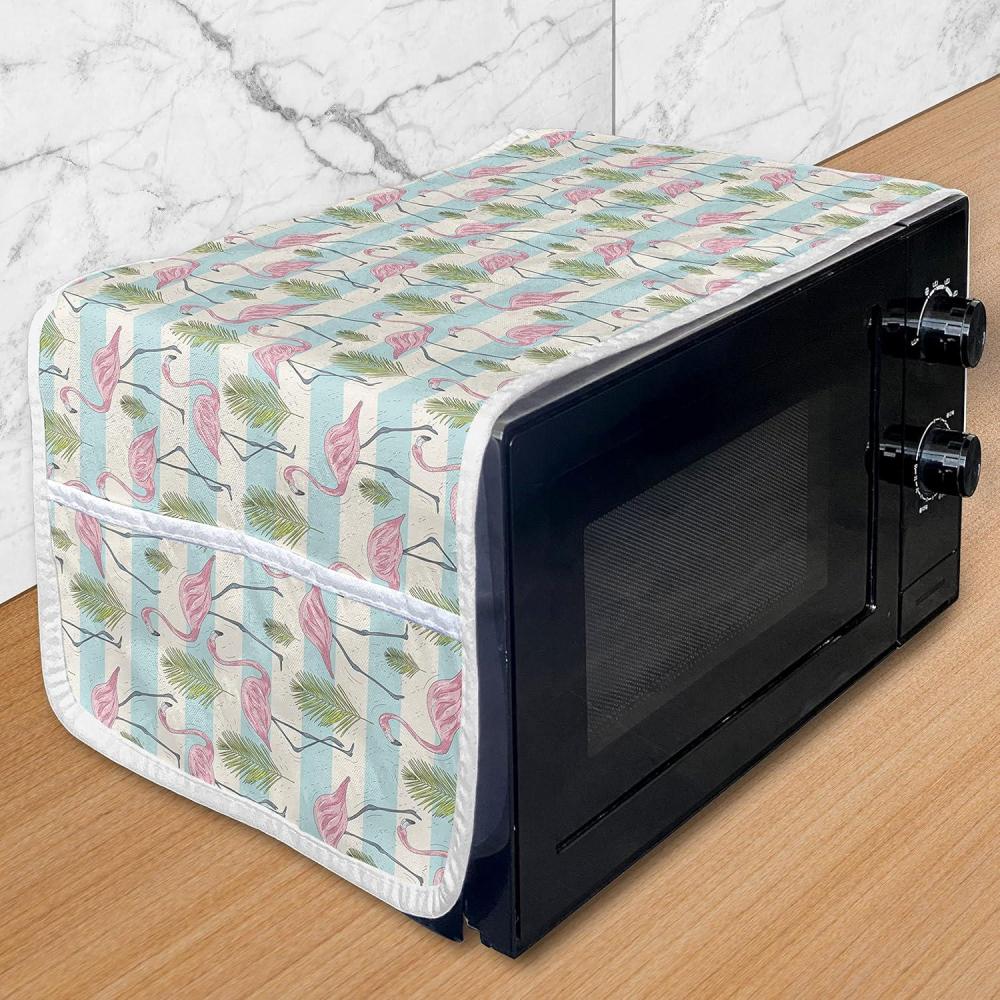 imageAmbesonne Romantic Microwave Oven Cover Valentines Day Themed Layout Petite Girly Heart Mothers Day Love Inspired Water Resistant Organizer with Pockets for Kitchen 36 x 12 Pink and WhitePale Blue and Multicolor
