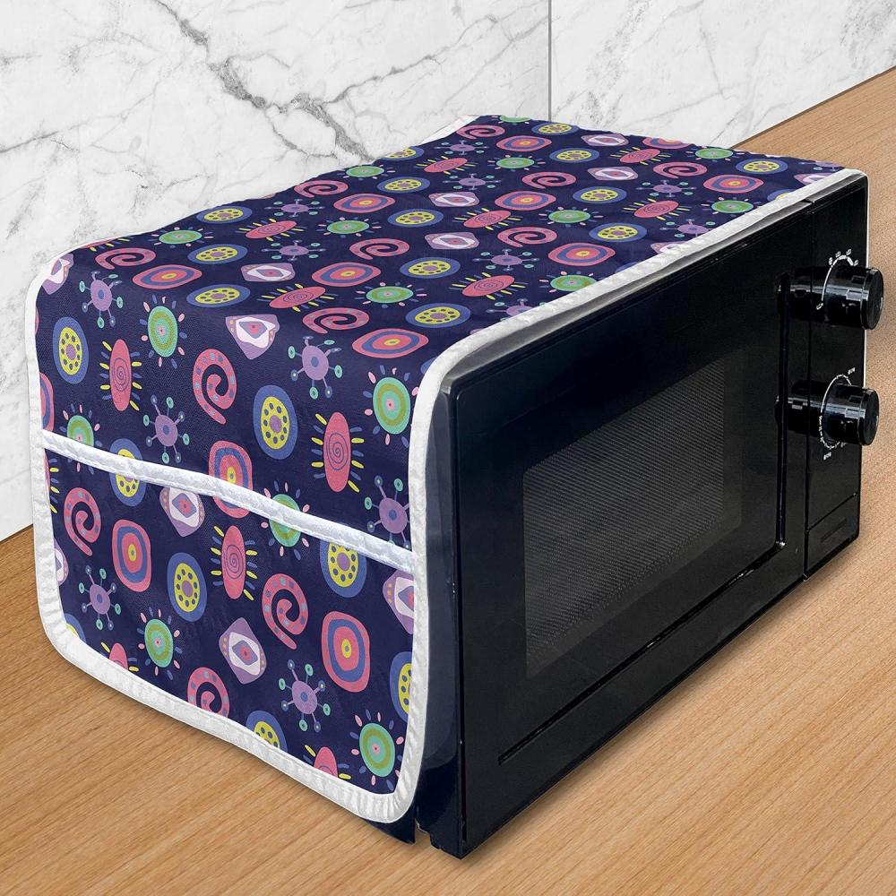 imageAmbesonne Romantic Microwave Oven Cover Valentines Day Themed Layout Petite Girly Heart Mothers Day Love Inspired Water Resistant Organizer with Pockets for Kitchen 36 x 12 Pink and WhiteIndigo and Multicolor