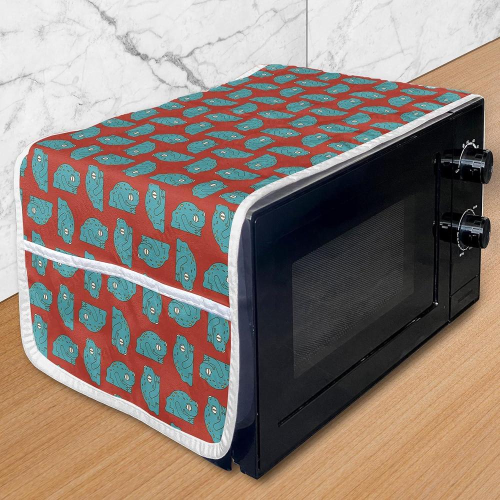 imageAmbesonne Romantic Microwave Oven Cover Valentines Day Themed Layout Petite Girly Heart Mothers Day Love Inspired Water Resistant Organizer with Pockets for Kitchen 36 x 12 Pink and WhiteSea Blue Multicolor