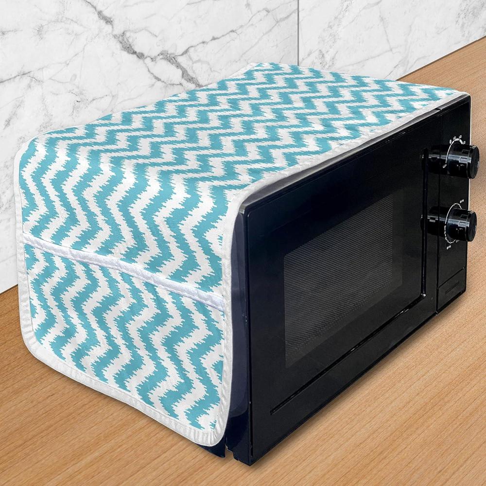 imageAmbesonne Romantic Microwave Oven Cover Valentines Day Themed Layout Petite Girly Heart Mothers Day Love Inspired Water Resistant Organizer with Pockets for Kitchen 36 x 12 Pink and WhiteSea Blue and White