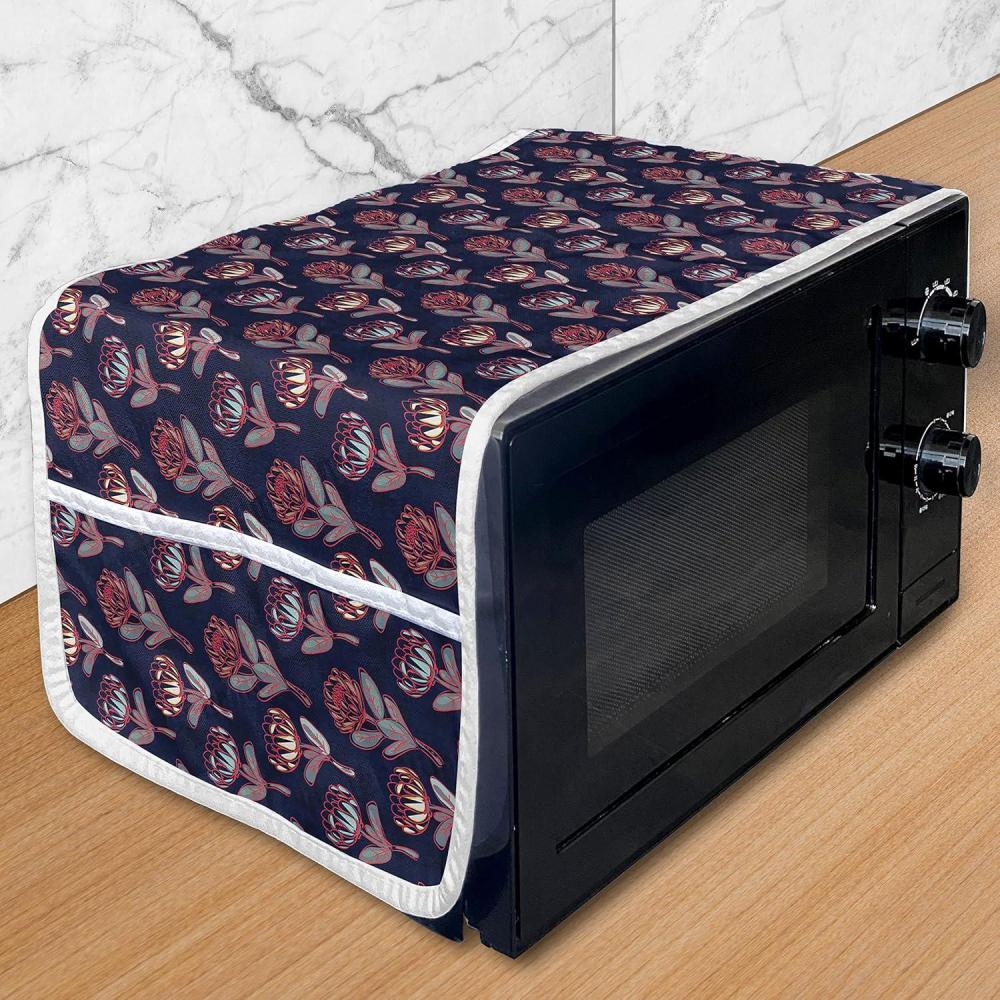 imageAmbesonne Romantic Microwave Oven Cover Valentines Day Themed Layout Petite Girly Heart Mothers Day Love Inspired Water Resistant Organizer with Pockets for Kitchen 36 x 12 Pink and WhiteIndigo Multicolor