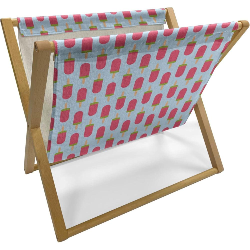 imageAmbesonne Valentines Day Magazine and Book Holder Illustration of Monochrome Triangles Forming Romantic Hearts Decorative Floor Rack Organizer for Living Room 22x19 Dark Pink and Pale PinkPale Blue Dark Coral