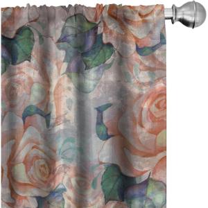 Ambesonne Flowers Boho Curtains, Dreamy Vibes Rose Pattern with Neutral Colors Springtime Garden Drawing, Window Treatments 2 Panel Set for Living Room Bedroom, Pair of – 28″ x 63″, Burnt Sienna Rose(Burnt Sienna Rose)