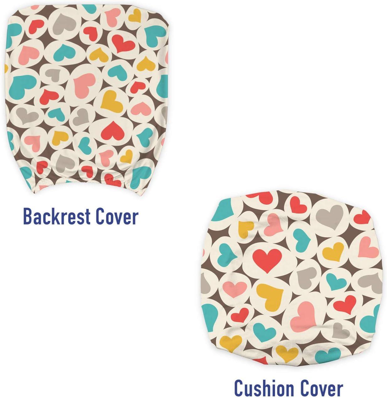 imageAmbesonne Hearts Office Chair Slipcover Oval Shapes with Heart in Retro Tones Valentines Day Birthday Theme Pattern Protective Stretch Decorative Fabric Cover Multicolor