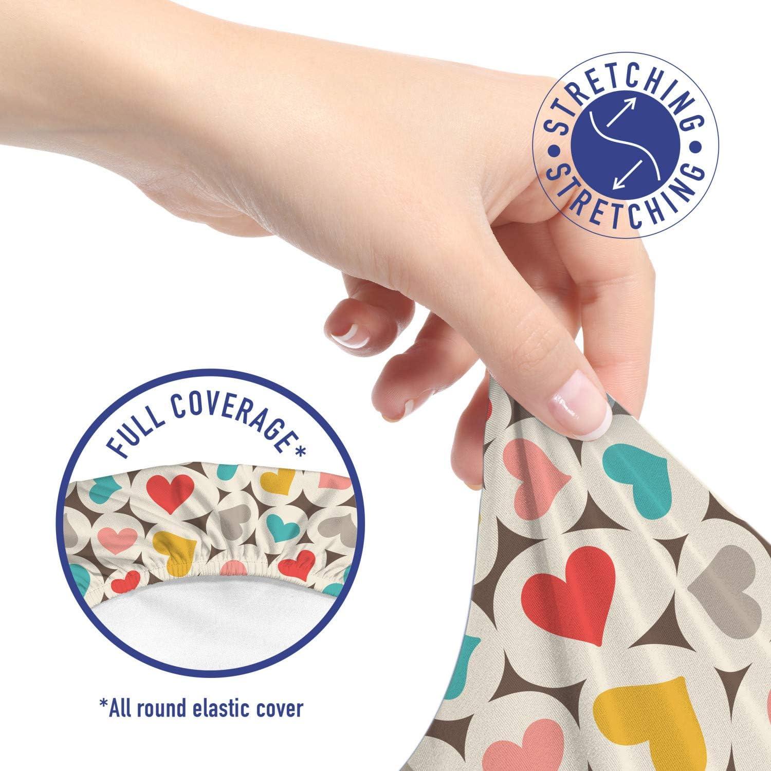 imageAmbesonne Hearts Office Chair Slipcover Oval Shapes with Heart in Retro Tones Valentines Day Birthday Theme Pattern Protective Stretch Decorative Fabric Cover Multicolor