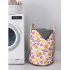 Ambesonne Floral Laundry Bag, Romantic Style Bicolor Hearts and Blooming Roses Valentine’s Day, Hamper Basket with Handles Drawstring Closure for Laundromats, 13″ x 19″, Mustard Pink