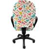 Ambesonne Hearts Office Chair Slipcover, Oval Shapes with Heart in Retro Tones Valentines Day Birthday Theme Pattern, Protective Stretch Decorative Fabric Cover, Multicolor