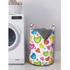 Ambesonne Love Laundry Bag, Colorful Hearts and Butterflies Silhouettes Doodle Style Happy Valentines Day Pattern, Hamper Basket with Handles Drawstring Closure for Laundromats, 13″ x 19″, Multicolor