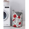 Ambesonne Romantic Laundry Bag, Roses Simplicity Love Blossoms Valentines Day Print, Hamper Basket with Handles Drawstring Closure for Laundromats, 13″ x 19″, Vermilion Black White