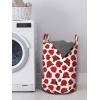 Ambesonne Roses Laundry Bag, Romantic Valentines Day Pattern with Realistic Flowers Image, Hamper Basket with Handles Drawstring Closure for Laundromats, 13″ x 19″, Vermilion White