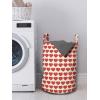 Ambesonne Valentine Laundry Bag, Vibrant Red Colored Heart Shapes Tile Pattern Romantic in Love Theme Design, Hamper Basket with Handles Drawstring Closure for Laundromats, 13″ x 19″, Ivory Dark Coral