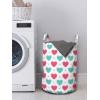 Ambesonne Valentine’s Day Laundry Bag, Hearts Arranged into Diagonal Squares, Hamper Basket with Handles Drawstring Closure for Laundromats, 13″ x 19″, Seafoam Dark Coral