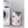 Ambesonne Valentines Day Laundry Bag, Love Symbols Winged Hearts and Flowers in Romantic Colors Repetition, Hamper Basket with Handles Drawstring Closure for Laundromats, 13″ x 19″, White Multicolor