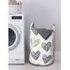 Ambesonne Valentine’s Day Laundry Bag, Modern Design Hand Drawn Scribbled Heart Motifs, Hamper Basket with Handles Drawstring Closure for Laundromats, 13″ x 19″, Grey Olive Green