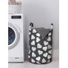 Ambesonne Valentine’s Day Laundry Bag, Modern and Arcadia Love Themed Pattern with Hearts, Hamper Basket with Handles Drawstring Closure for Laundromats, 13″ x 19″, Dark Blue Grey and White