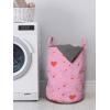 Ambesonne Valentine’s Day Laundry Bag, Romantic Design of Hearts and Cupid Items, Hamper Basket with Handles Drawstring Closure for Laundromats, 13″ x 19″, Pink Burnt Sienna